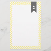 Gele stripes Monogram Stationery Briefpapier (Voorkant)