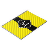 Gele Stripes Pattern Black, aangepast monogram Notitieboek (Linkerzijde)