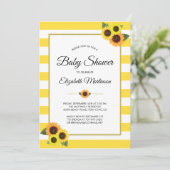 Gele Stripes Zonnebloemen Baby shower van goudbloe Kaart (Staand voorkant)