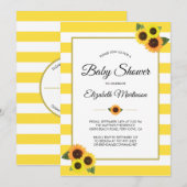 Gele Stripes Zonnebloemen Baby shower van goudbloe Kaart (Voorkant / Achterkant)