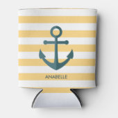 Gele strips en blauwe anker blikjeskoeler (Voorkant)