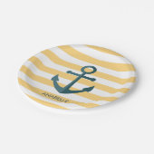 Gele strips en blauwe anker papieren bordje (Gekanteld)