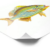 Gele strips strand Nautical Ocean Bathroom Foto Afdruk (Hoek)