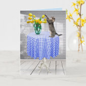 Gele struisvogels met kat kaart (Gele Bloem)