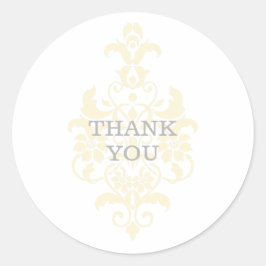 Gele subtle Damask Dank je Stickers
