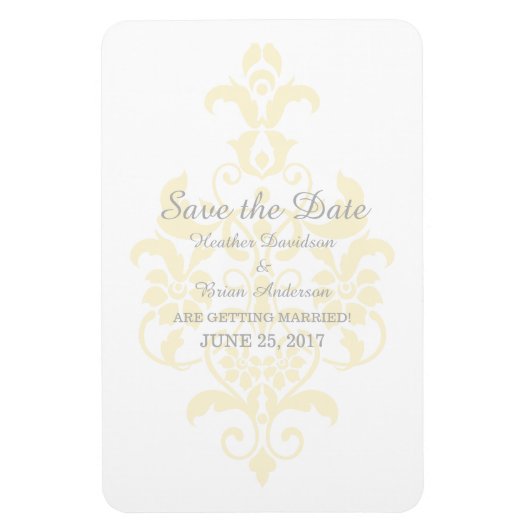 Gele subtle Damask sparen de Datum Flexi Magnet Magneet (Verticaal)