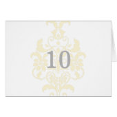 Gele subtle Damask Table Number Kaart (Voorkant Horizontaal)