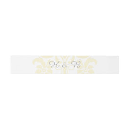 Gele subtle Damask Wedding Belly Bands Uitnodigingen Wikkel