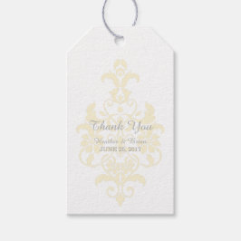 Gele subtle Damask Wedding Gift Labels Cadeaulabel