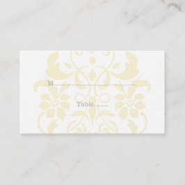 Gele subtle Damask Wedding Place Kaarten Plaatskaartje