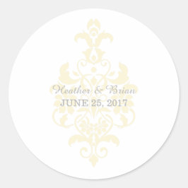 Gele subtle Damask Wedding Stickers