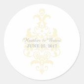 Gele subtle Damask Wedding Stickers (Voorkant)