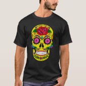 Gele Suiker Schedel Dia de los Muertos T-shirt (Voorkant)