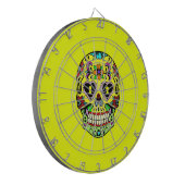 Gele Suikerschedel (Dag van de Doden) Dartboard Dartbord (Voorkant Links)