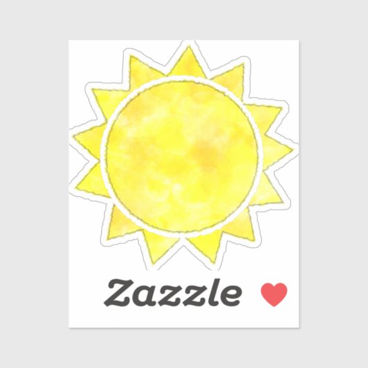 Gele Sun-Waterverf Sticker (Vel)
