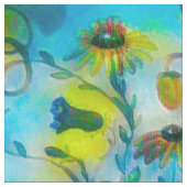 Gele Sunbeam Bloemen Stof (Close Up)