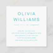 Gele sunburst aqua blue stippen trendy frisse foto vierkante visitekaartje (Achterkant)