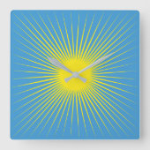 Gele Sunburst wandklok (Voorkant)