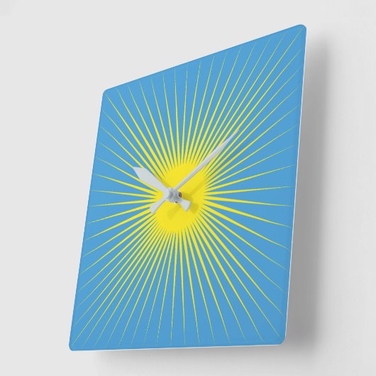 Gele Sunburst wandklok (Hoek)