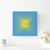 Gele Sunburst wandklok (Huis)