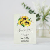 Gele Sunflower Bouquet Waterverf Save the Date Uitnodiging Briefkaart (Staand voorkant)