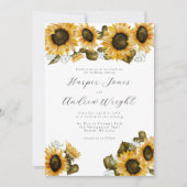 Gele Sunflower Floral Wedding Invitation Kaart (Voorkant)