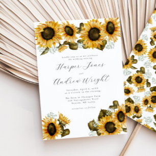 Gele Sunflower Floral Wedding Invitation Kaart