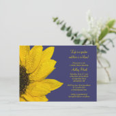 Gele Sunflower Navy Bridal Shower Uitnodiging (Staand voorkant)