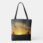 Gele Sunset Grassy Meadow Canvas tas (Achterkant)