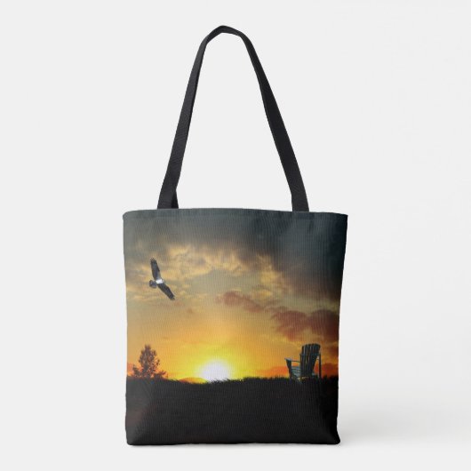 Gele Sunset Grassy Meadow Canvas tas (Achterkant)
