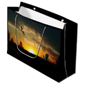 Gele Sunset Grassy Meadow Gift Bag Groot Cadeauzakje (Voorkant Gekanteld)