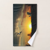 Gele Sunset Grassy Meadow Handdoek (Handdoek)