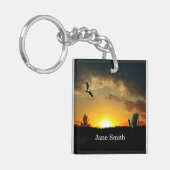 Gele Sunset Grassy Meadow Sleutelhanger (Voorkant Links)
