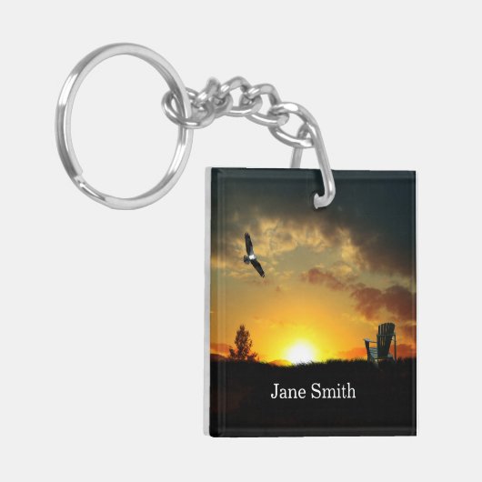 Gele Sunset Grassy Meadow Sleutelhanger (Voorkant Links)