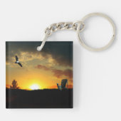 Gele Sunset Grassy Meadow Sleutelhanger (Achterkant)