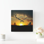 Gele Sunset Grassy Meadow Wall klok (Huis)