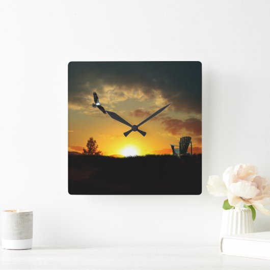 Gele Sunset Grassy Meadow Wall klok (Huis)