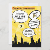 Gele Superhelden Comic Book Stijlvol Verjaardagsfe Kaart (Voorkant)