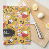Gele sushi gepersonaliseerd Schattige patroon Theedoek (Quarter Fold)