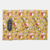 Gele sushi gepersonaliseerd Schattige patroon Theedoek (Horizontaal)