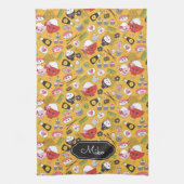 Gele sushi gepersonaliseerd Schattige patroon Theedoek (Verticaal)