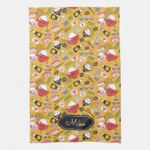 Gele sushi gepersonaliseerd Schattige patroon