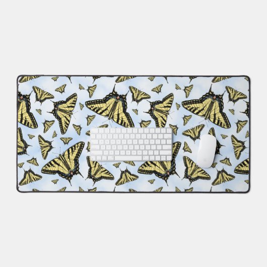 Gele Swallowtail Butterfly Blue Clouds Sky Bureaumat (Keyboard & Muis)