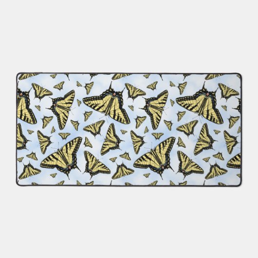 Gele Swallowtail Butterfly Blue Clouds Sky Bureaumat (Voorkant)