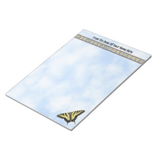 Gele Swallowtail Butterfly Blue Sky Gepersonalisee Notitieblok