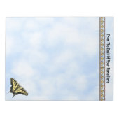 Gele Swallowtail Butterfly Blue Sky Gepersonalisee Notitieblok (Voorkant)