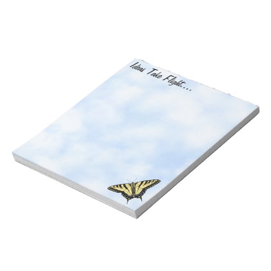 Gele Swallowtail Butterfly Blue Sky Gepersonalisee Notitieblok (Linkerzijde)