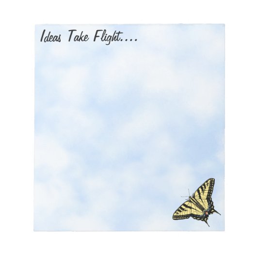 Gele Swallowtail Butterfly Blue Sky Gepersonalisee Notitieblok (Voorkant)