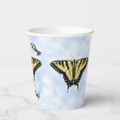 Gele Swallowtail Butterfly Blue Sky Gepersonalisee Papieren Bekers (Achterkant)