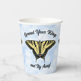 Gele Swallowtail Butterfly Blue Sky Gepersonalisee Papieren Bekers